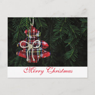 Einfache Elegante Rote Dekoration Schnee Frohe Wei Feiertagspostkarte