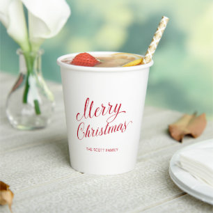 Einfache Elegante Rote Schrift Moderne Weihnachten Pappbecher