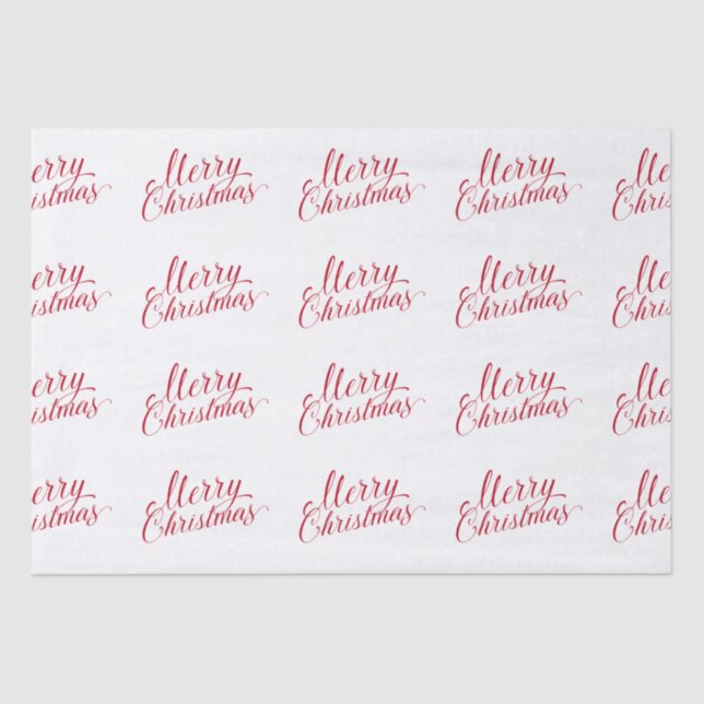 Einfache Elegante Rote Schrift Moderne Weihnachten Seidenpapier (Vorderseite)