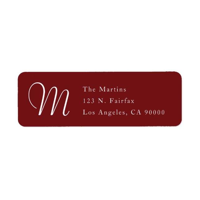Einfache elegante Rücksendeadresse mit Monogramm | (Vorne)