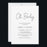 Einfache elegante rustikale Schrift Moderne Babydu Einladung<br><div class="desc">Moderne schwarz-weiße Babydusche mit einem einfachen Design mit "Oh Baby" in rustikaler Schriftzeichen. Diese elegante,  geschlechtsneutrale Einladung mit minimalistischem Layout ist toll,  egal ob Sie einen Jungen oder ein Mädchen haben.</div>