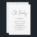 Einfache elegante rustikale Schrift Moderne Babydu Einladung<br><div class="desc">Moderne schwarz-weiße Babydusche mit einem einfachen Design mit "Oh Baby" in rustikaler Schriftzeichen. Diese elegante,  geschlechtsneutrale Einladung mit minimalistischem Layout ist toll,  egal ob Sie einen Jungen oder ein Mädchen haben.</div>