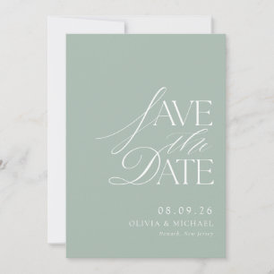 Einfache Elegante Sage Green Chic Hochzeit Save The Date