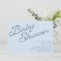 Einfache elegante sanfte blaue Schrift Baby-Party