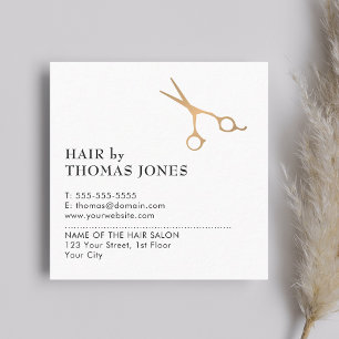 Einfache Elegante Saubere Faux-Gold-Schere Haar Quadratische Visitenkarte