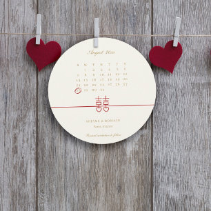 Einfache Elegante Save The Date Chinesische Runde Einladung