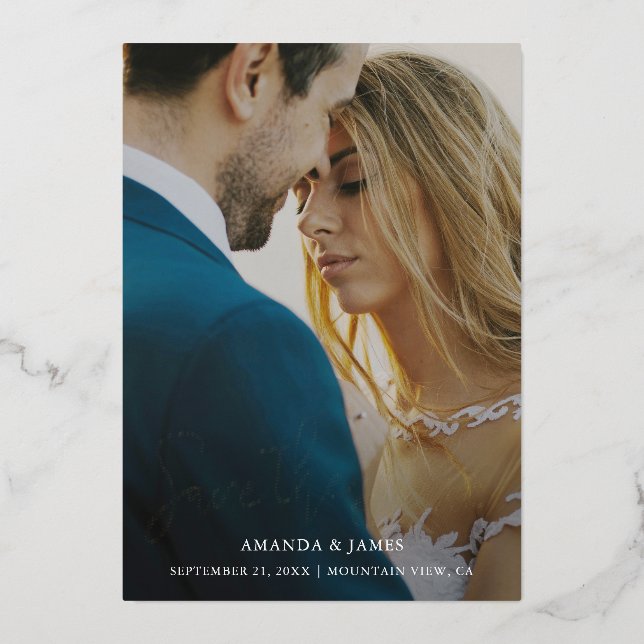 Einfache Elegante Save the Date Gold Folieneinladung (Vorderseite)