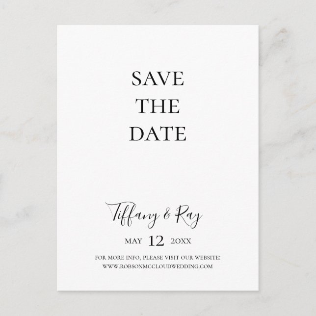 Einfache Elegante Save the Date Postkarte (Vorderseite)