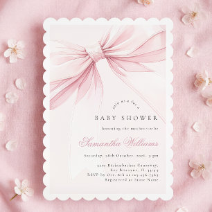 Einfache elegante Schleife Baby Shower Einladung