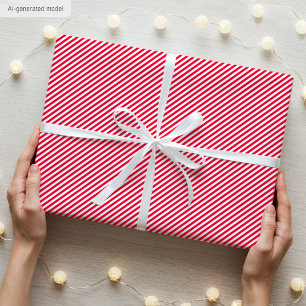 Einfache elegante, schmale Streifen Muster rot Wei Geschenkpapier