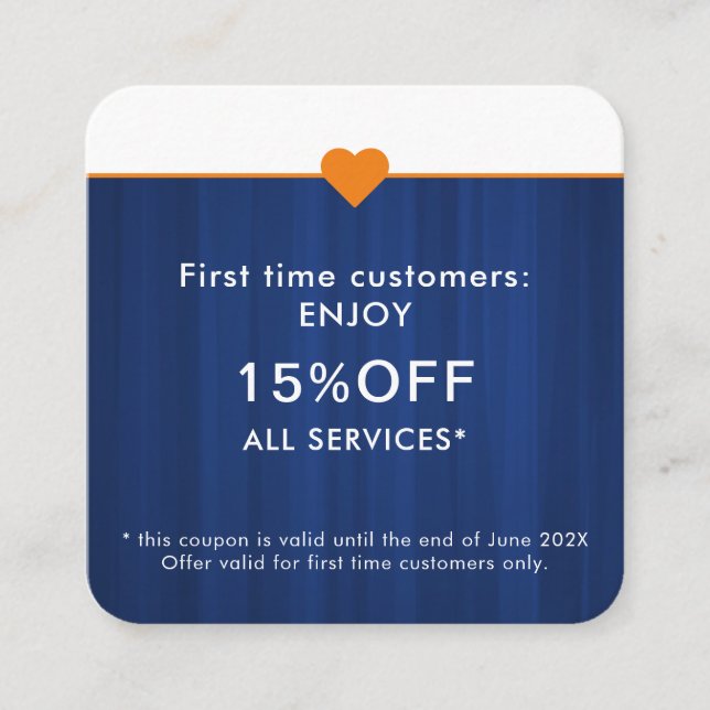 Einfache Elegante Schönheitssalon Erstmals Rabattkarte (Vorderseite)