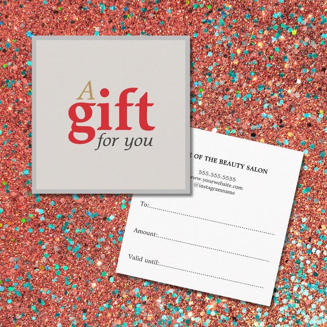 Einfache Elegante Schönheitssalon Geschenkkarte Quadratische Visitenkarte (Von Creator hochgeladen)