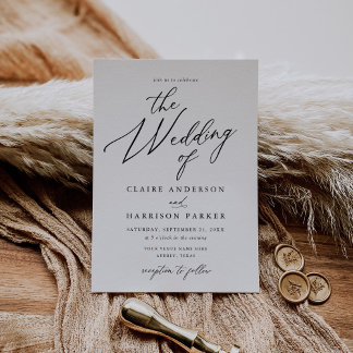 Einfache, elegante Schrift Die Hochzeit der Einlad Einladung