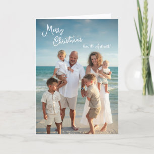 Einfache elegante Schrift Familienfoto Weihnachten Karte