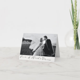 Einfache elegante Schrift Foto gefaltete Dankeskar Dankeskarte