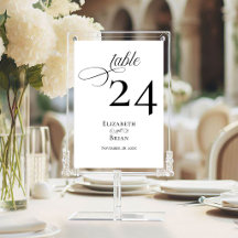 Einfache elegante Schrift Hochzeitstisch-Nummer