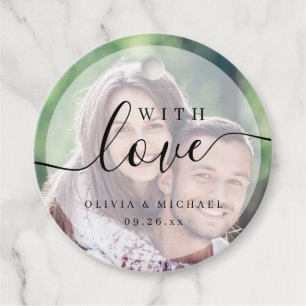 Einfache, elegante Schrift mit Liebe-Foto-Hochzeit Geschenkanhänger