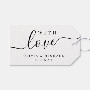 Einfache, elegante Schrift mit Liebe Hochzeit Geschenkanhänger