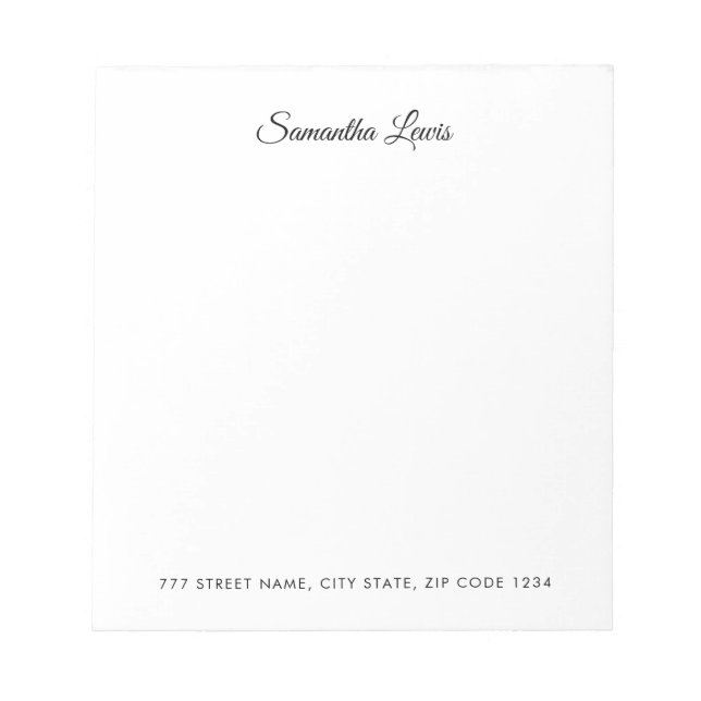 Einfache elegante Schrift Professional Notizblock (Vorderseite)