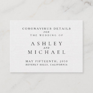 Einfache Elegante Schwarz-Weiß-Coronavirus-Details Begleitkarte