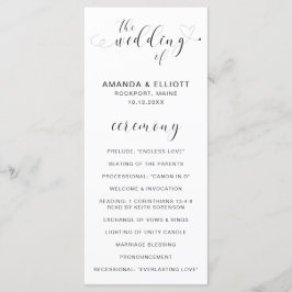 Einfache, elegante Schwarz-Weiß-Heart-Hochzeit Programm