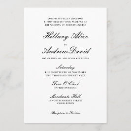 Einfache, elegante Schwarz-Weiß-Hochzeit Einladung