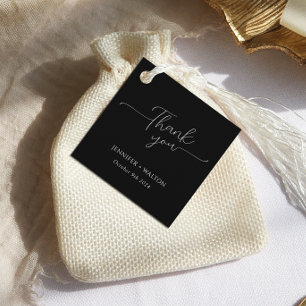 Einfache Elegante Schwarz-Weiß-Hochzeit Geschenkanhänger