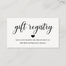 Einfache, elegante Schwarz-Weiß-Hochzeit-REGISTRIE Begleitkarte