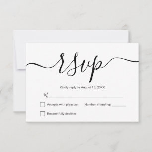 Einfache elegante Schwarz-Weiß-Hochzeit RSVP Karte