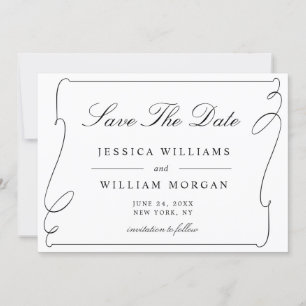 Einfache, elegante Schwarz-Weiß-Hochzeit Save The Date