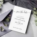 Einfache, elegante Schwarz-Weiß-Hochzeit Save The Date<br><div class="desc">Moderne elegante Typografie Drehbuch neutrale Hochzeit speichern Sie die Datumskarte.</div>