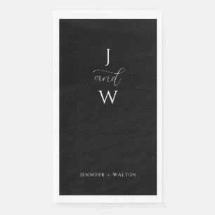 Einfache Elegante Schwarz-Weiß-Hochzeit Serviette