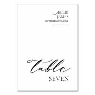 Einfache, elegante Schwarz-Weiß-Hochzeit Tischnummer