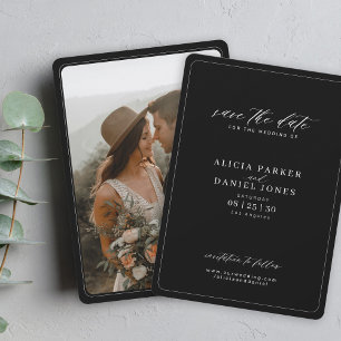 Einfache elegante Schwarz-Weiß-Hochzeitsfotos Save The Date