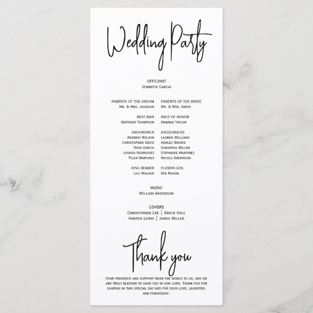 Einfache Elegante Schwarz-weiß Moderne Minimale Sc Programm (Rückseite)