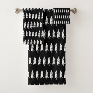 Einfache Elegante Schwarz-Weiß-Motive Badhandtuch Set