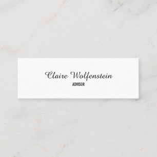 Einfache, elegante Schwarz-Weiß-Schrift Beruflich Mini Visitenkarte
