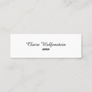 Einfache, elegante Schwarz-Weiß-Schrift Beruflich Mini Visitenkarte
