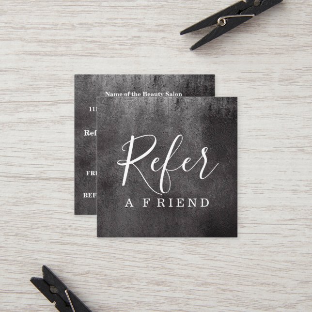 Einfache elegante Schwarz-Weiß-Tafel Empfehlungskarte (Vorderseite/Rückseite Beispiel)