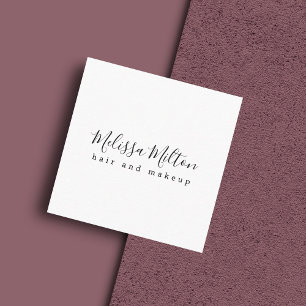 Einfache Elegante Schwarz-weiße Haare Makeup Schön Quadratische Visitenkarte