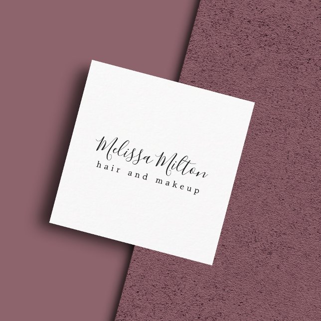 Einfache Elegante Schwarz-weiße Haare Makeup Schön Quadratische Visitenkarte (Von Creator hochgeladen)
