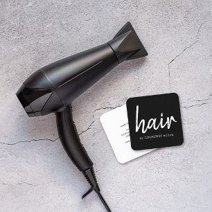 Einfache Elegante Schwarz-weiße Haarstylistin Quadratische Visitenkarte