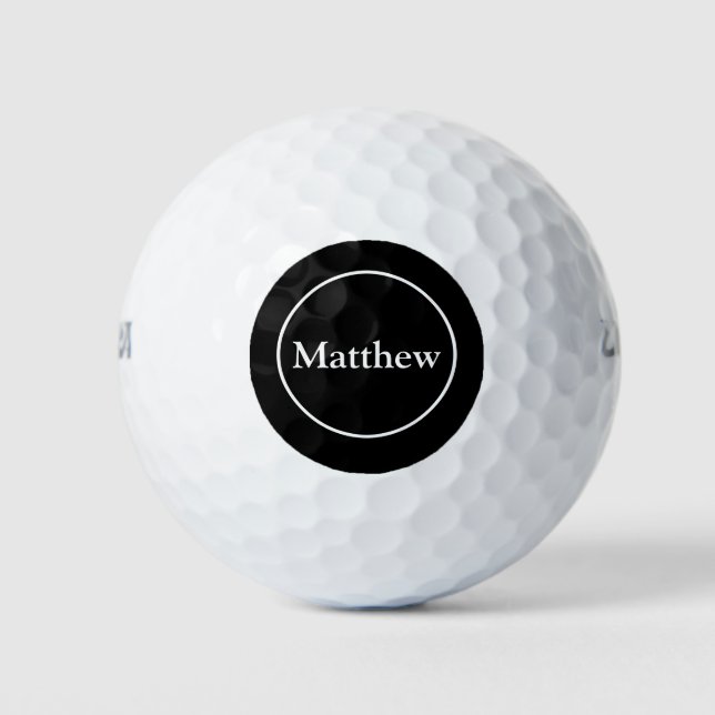 Einfache Elegante Schwarz-weiße Monogram Moderne I Golfball (Vorderseite)