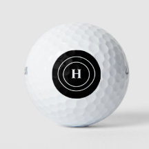 Einfache, elegante, Schwarz-weiße Monogramm-Golfer