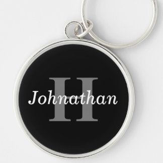 Einfache elegante Schwarz-weiße Monogrammnamen Mod Schlüsselanhänger