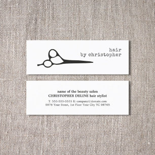 Einfache Elegante Schwarz-weiße Scherenhaarstilist Mini Visitenkarte