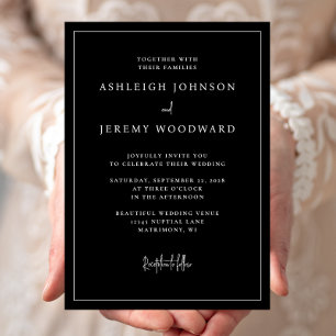 Einfache elegante schwarze gerahmte Hochzeitseinla Einladung