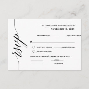 Einfache elegante schwarze Kalligrafie, Hochzeitss Begleitkarte