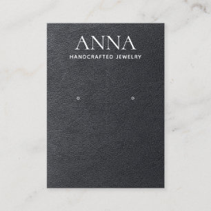 Einfache Elegante Schwarze Leder Ohrhörer-Anzeige Visitenkarte