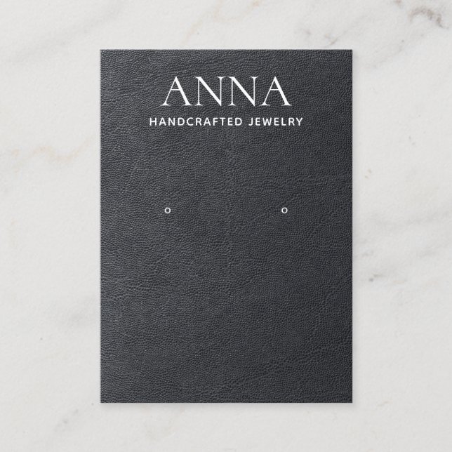 Einfache Elegante Schwarze Leder Ohrhörer-Anzeige Visitenkarte (Vorderseite)